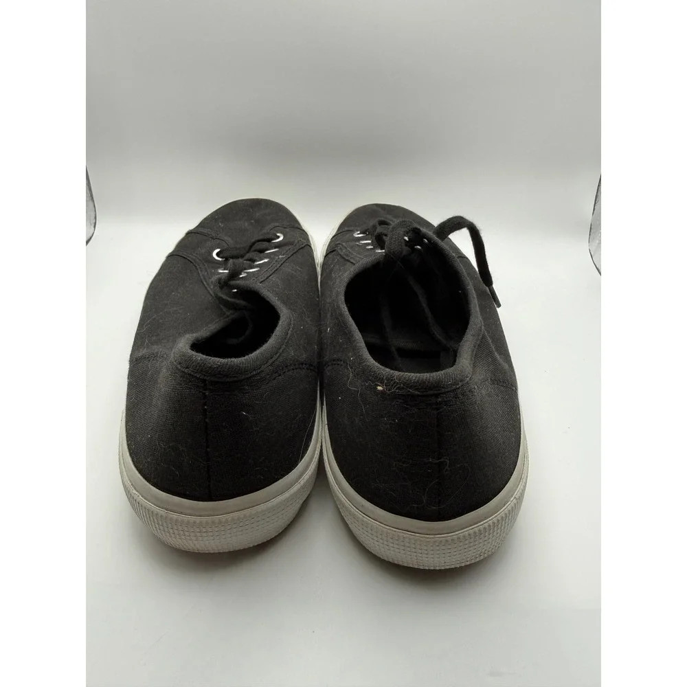 Black Canvas Sneakers Women's Size 9.5 Casual Lace Up Low‎ Top Comfort Shoes